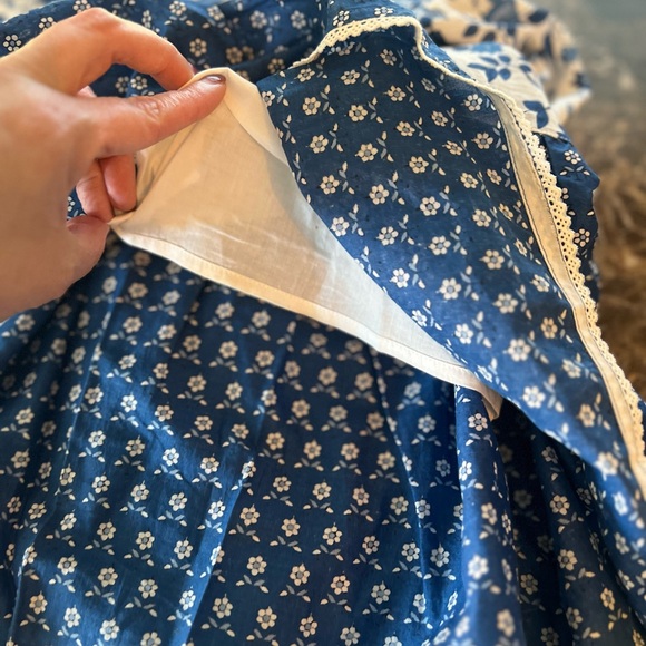 Lauren Ralph Lauren Patchwork Blue Floral Maxi Skirt  Peasant Cottagecore Cotton - Picture 6 of 11